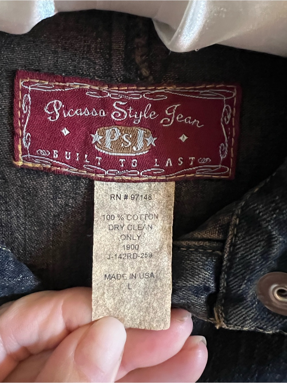 Picasso Style Jean Vintage Denim Shirt Dress Button Down Western 90’s Large - Picture 5 of 5